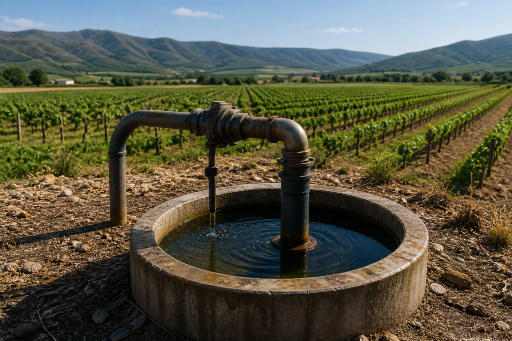 Pozo de agua en una finca agrícola