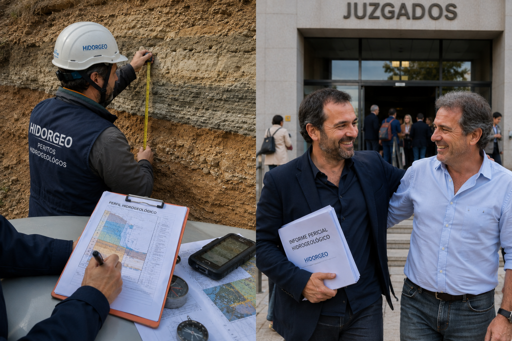 Perito Hidrogeólogo y Perito de Pozos Perito hidrogeólogo de Hidrogeo realizando un peritaje de pozo en campo y ratificación en juicio