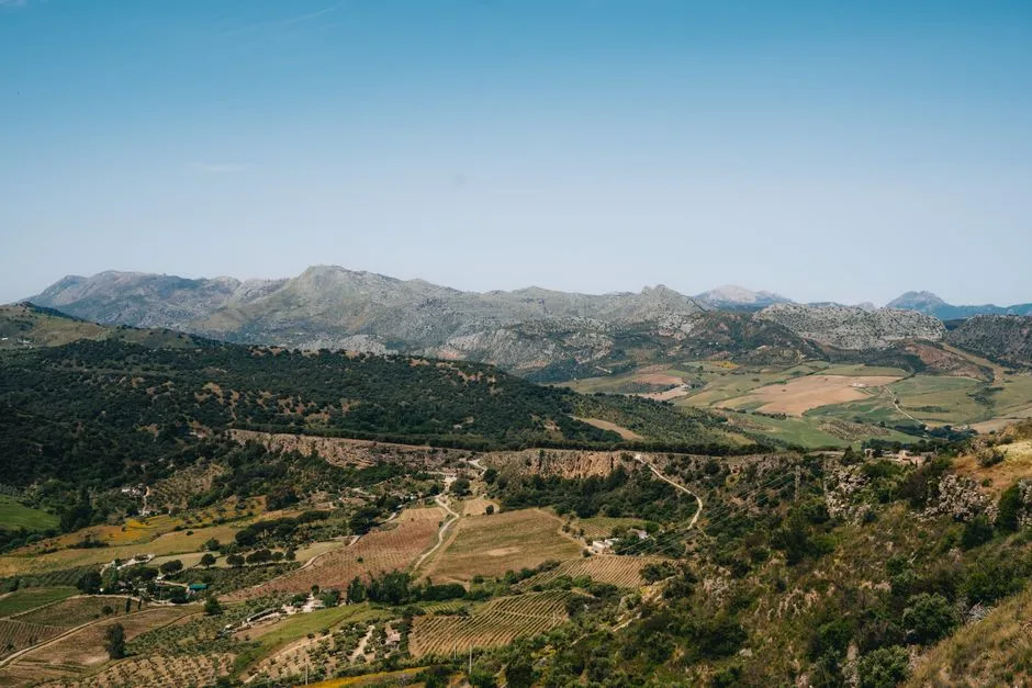 Pozo de agua subterránea en finca agrícola de la provincia de Granada con Sierra Nevada al fondo